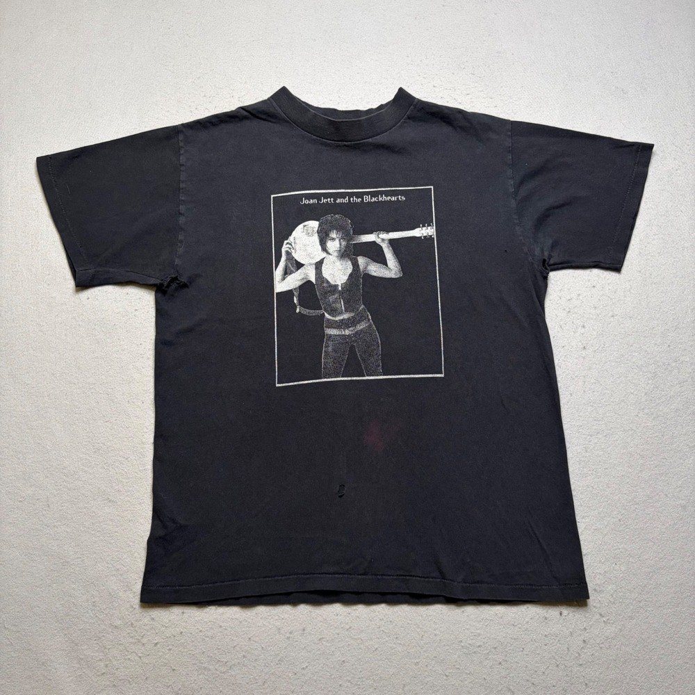 All Sport Joan Jett Blackhearts T-Shirt Mens L Black Vintage Distressed Band Tee